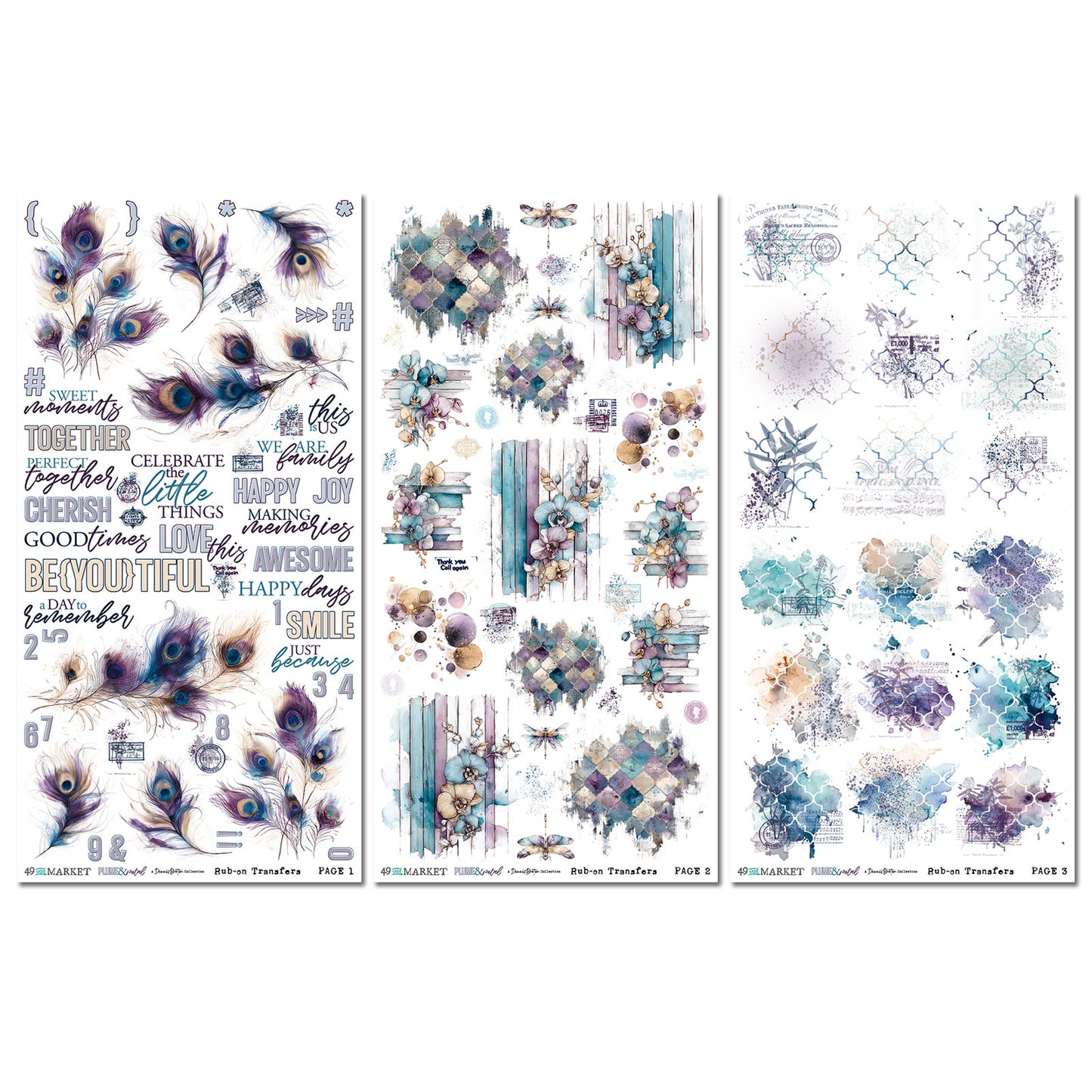49 & Market Plume & Petal Blendable 6 x 12 Rub-On Transfer Set