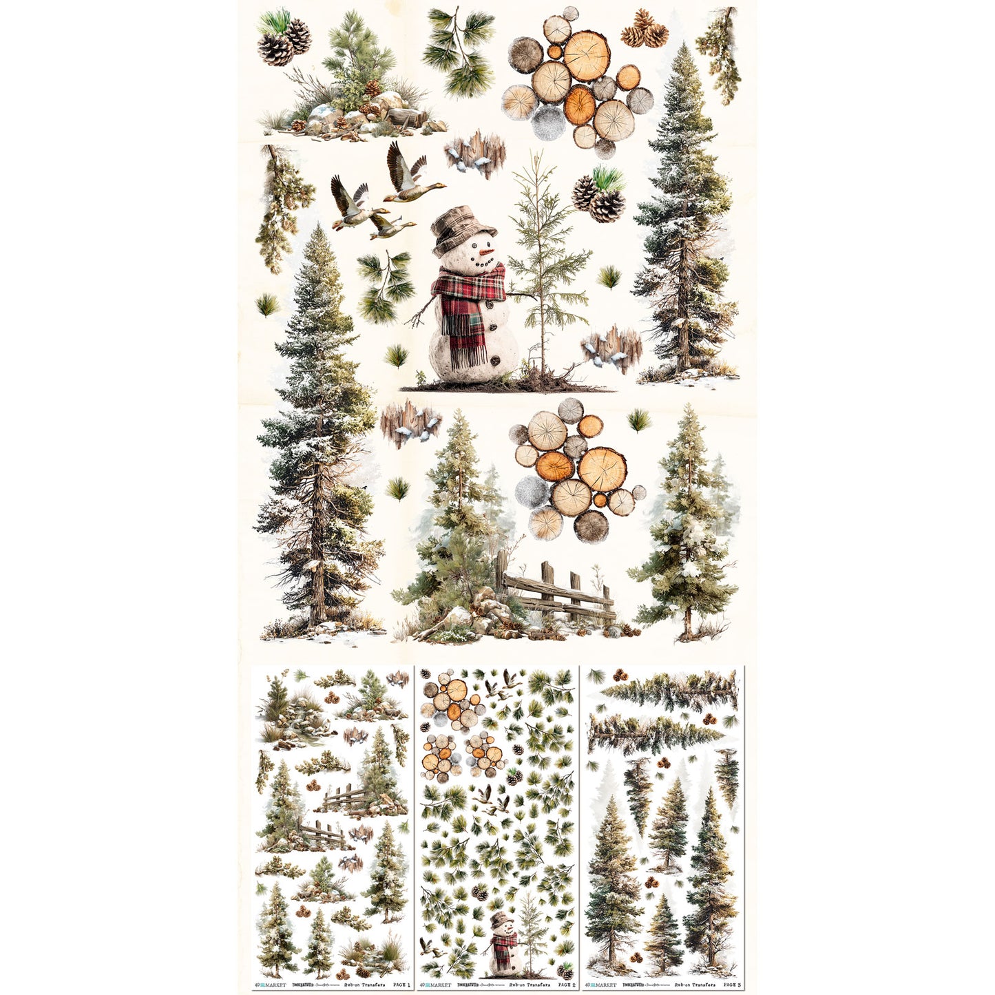 49 & Market Timber & Tweed Blendable 6 x 12 Rub-On Transfer Set