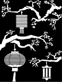 Stamperia Thick Stencil Sir Vagabond in Japan Lanterns