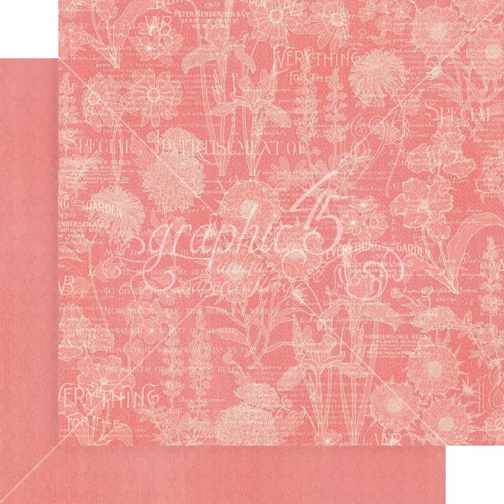 Graphic 45 Blossom 12” x 12”  Patterns and Solids Paper Pad