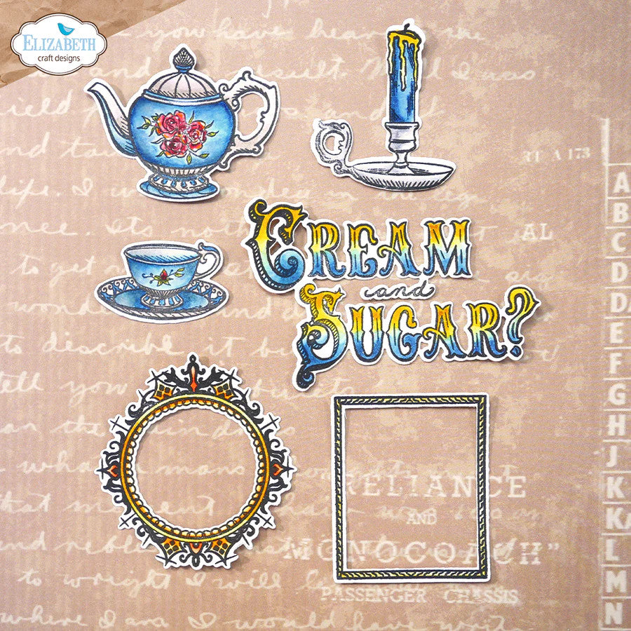Elizabeth Craft Designs Juego de sellos de crema y azúcar CS282