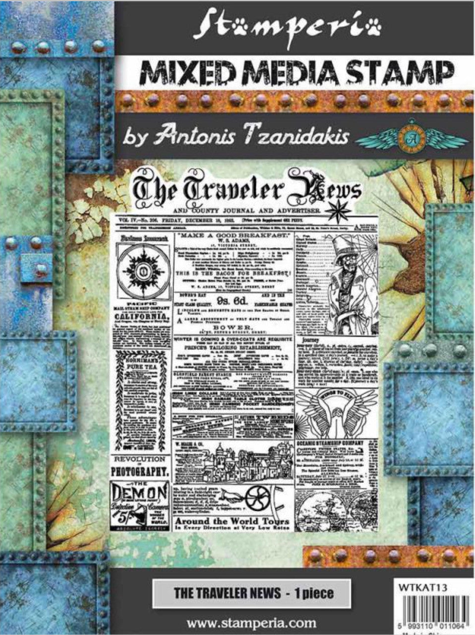 Set de sellos Stamperia - Sir Vagabond The Traveler News 