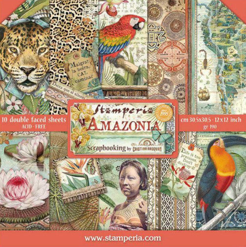 Stamperia Amazonia Colección de papel de 12” x 12” 