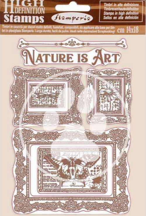 Set de sellos de caucho natural Stamperia HD - Nature is Art Frames 
