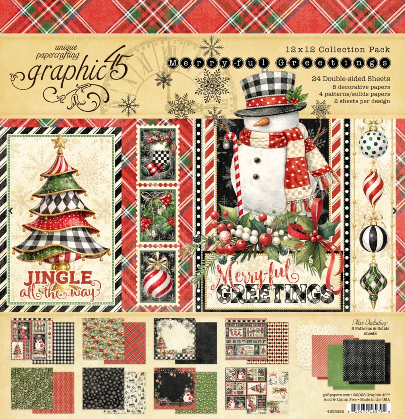 Graphic 45 Merry-ful Greetings 12” x 12” Collection Pack