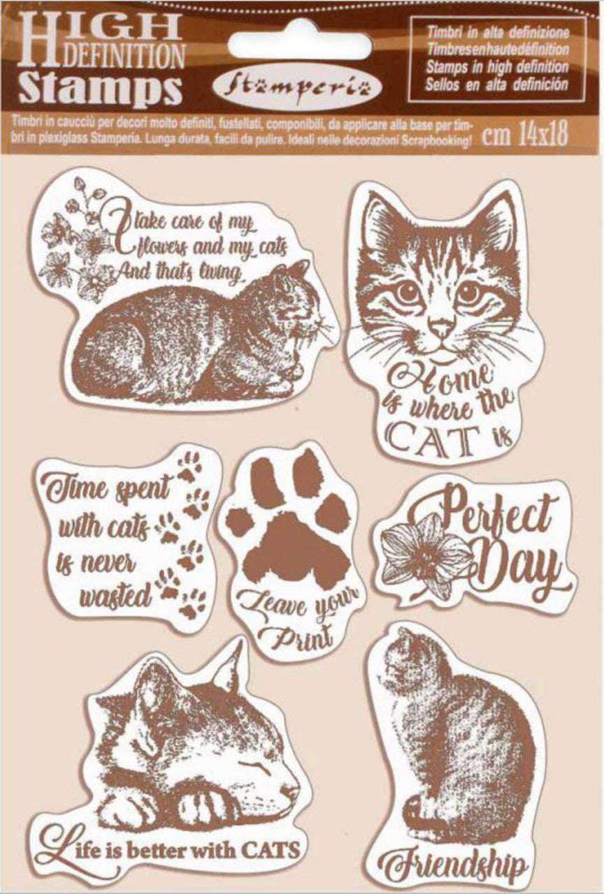 Stamperia HD Natural Rubber Stamp Set- Cats