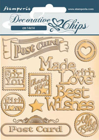 Stamperia Decorative Chips - Romantic Christmas Post Card