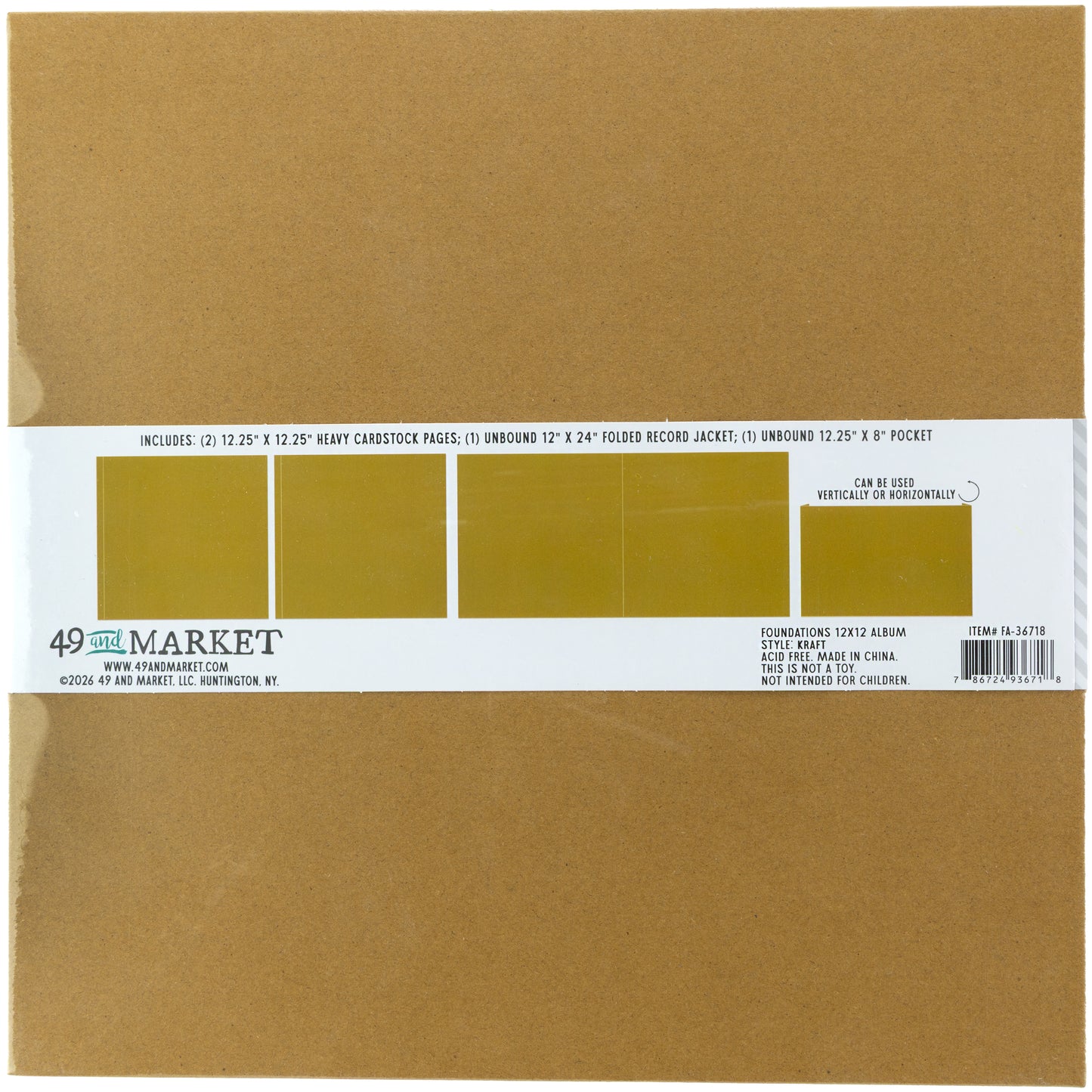 49 & Market Foundations Essential 12 x 12 Album - Kraft (w/pages)