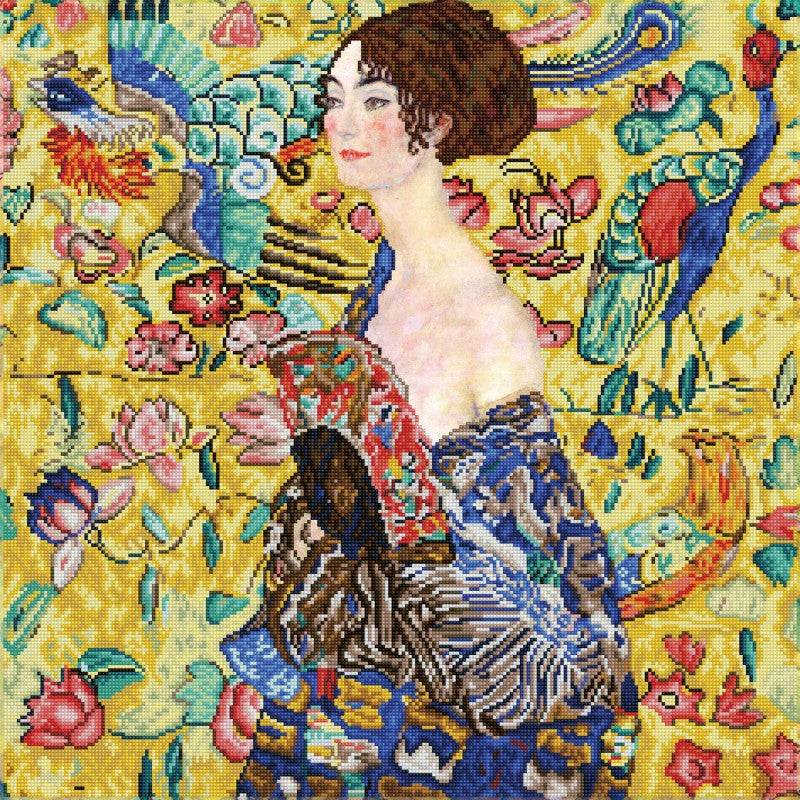 Diamond Dotz Lady con ventilador (après Klimt)