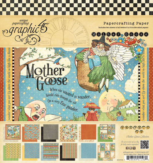 Bloc de papel Graphic 45 Mother Goose de 8”x 8”