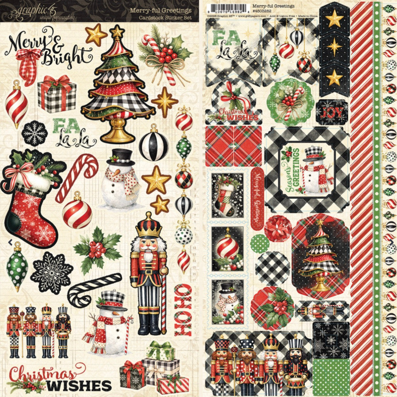 Graphic 45 Merry-ful Greetings Cardstock Sticker Set