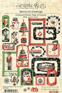 Graphic 45 Merry-ful Greetings Chipboard Pieces, Tags, & Frames