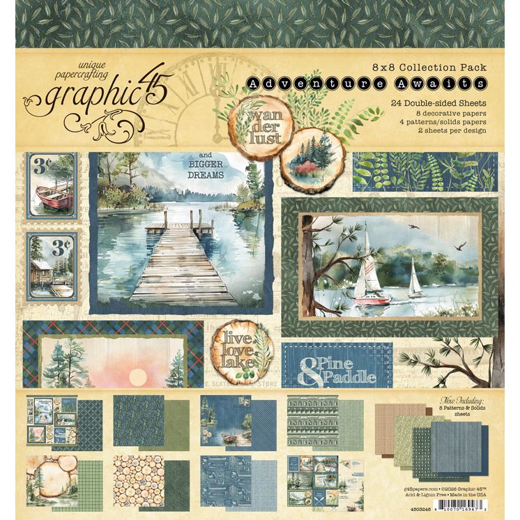 Graphic 45 Adventure Awaits 8” x 8” Collection Pack