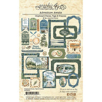 Graphic 45 Adventure Awaits Chipboard Pieces, Tags & Frames