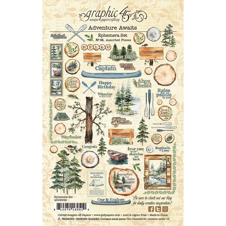 Graphic 45 Adventure Awaits Ephemera Set