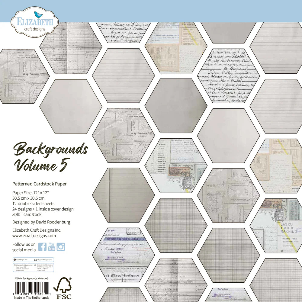 Elizabeth Craft Designs Backgrounds Volume 5 12” x 12” Paper Pack