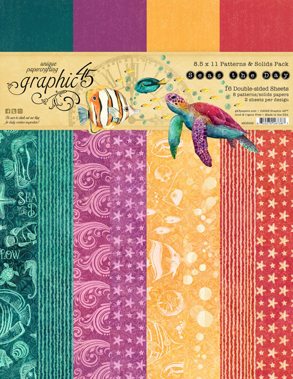 Graphic 45 Seas the Day 8.5” x 11” Patterns & Solids Pack