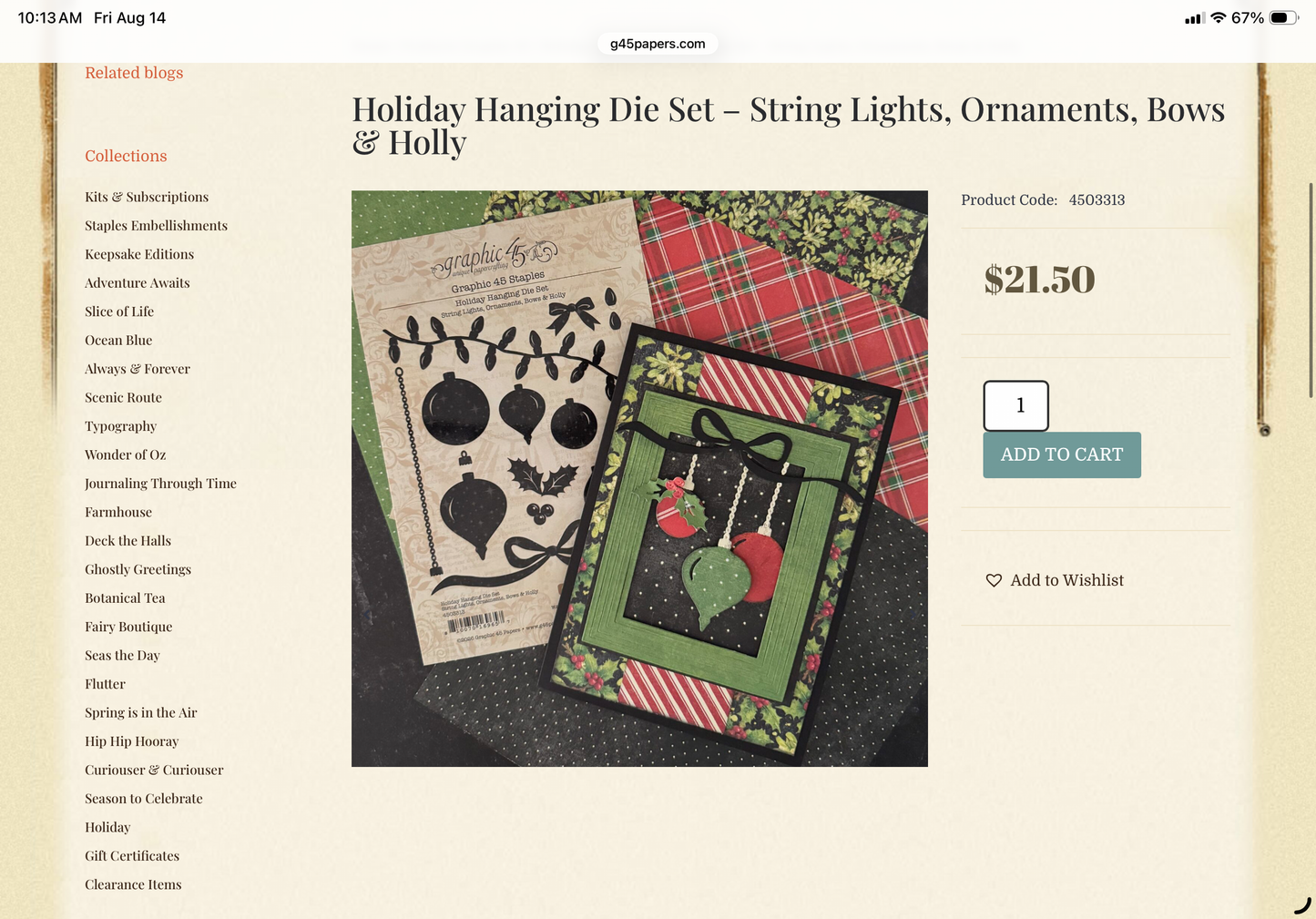 Graphic 45 Staples Holiday Hanging Die Set