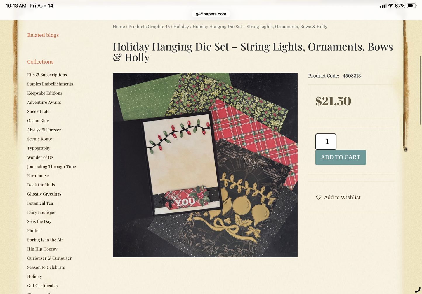 Graphic 45 Staples Holiday Hanging Die Set