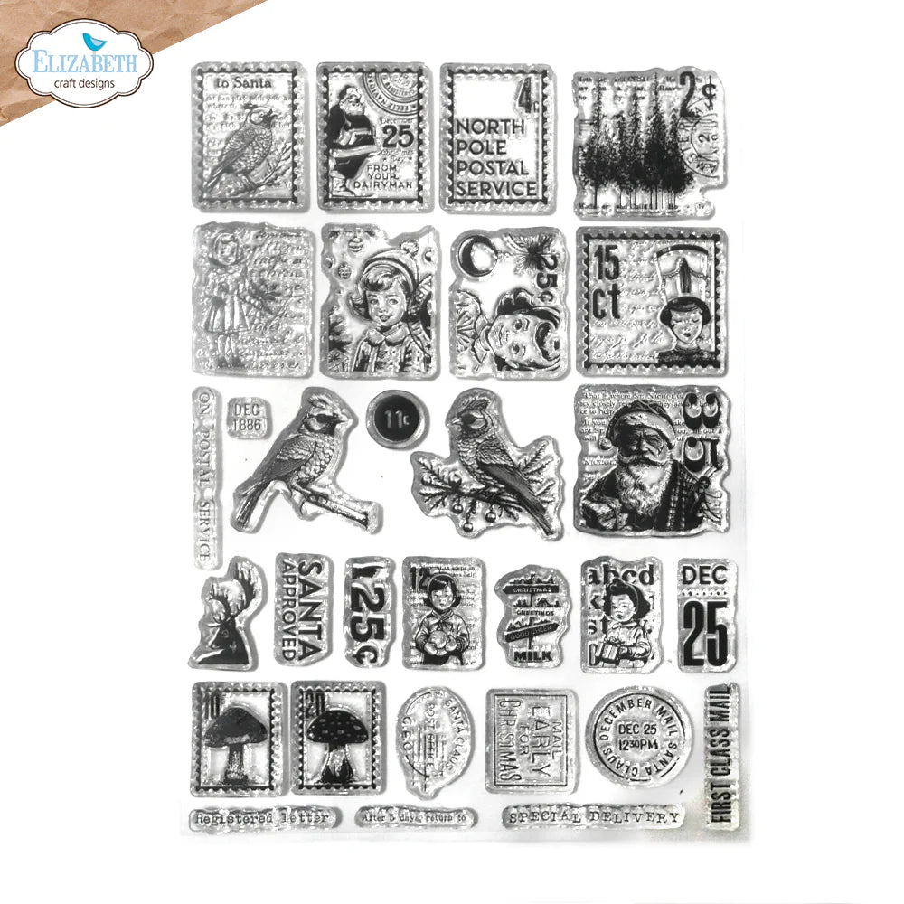 Elizabeth Craft Designs December Postage Stamps Stamp Set