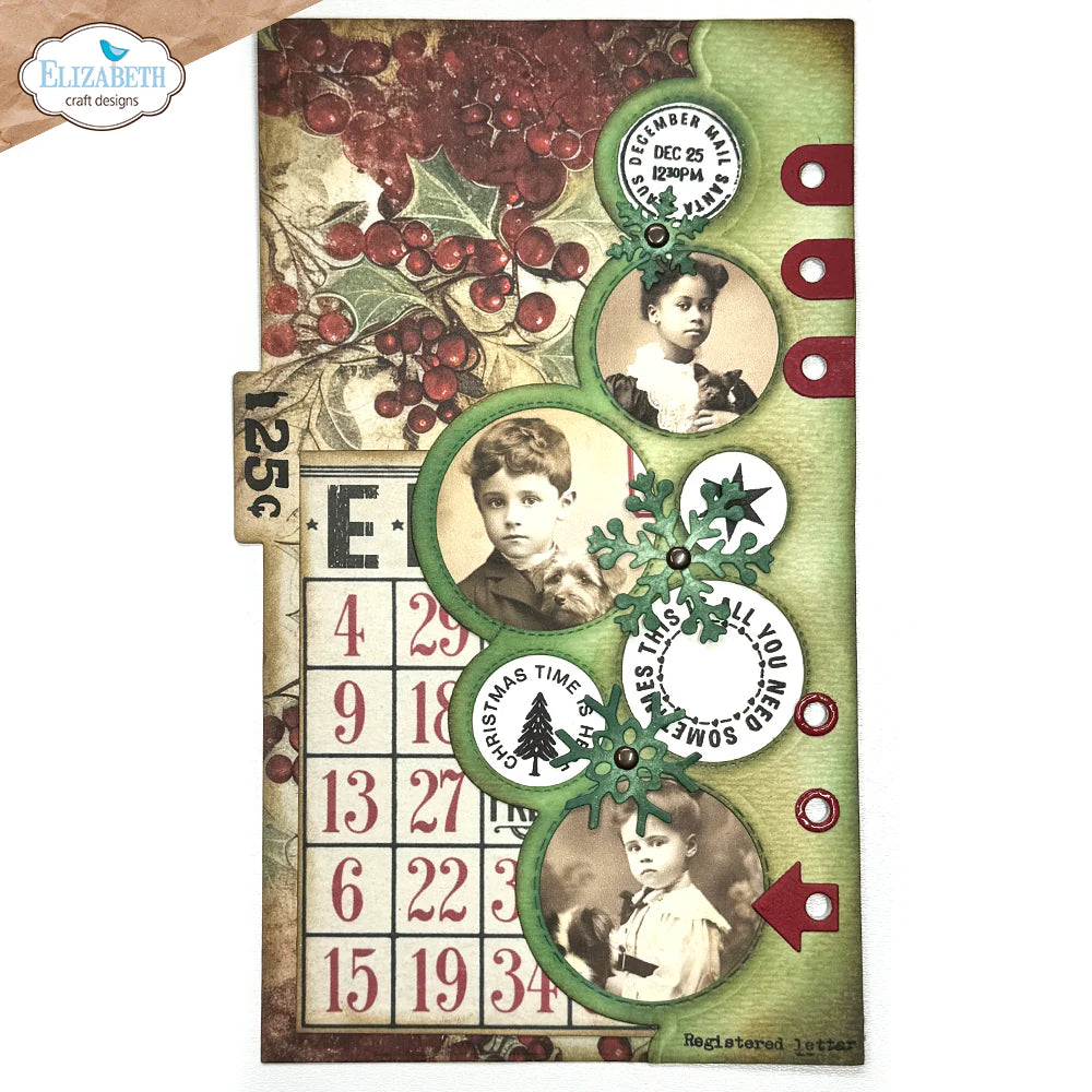 Elizabeth Craft Designs Christmas Bubbles Edge Inlay Metal Die Set