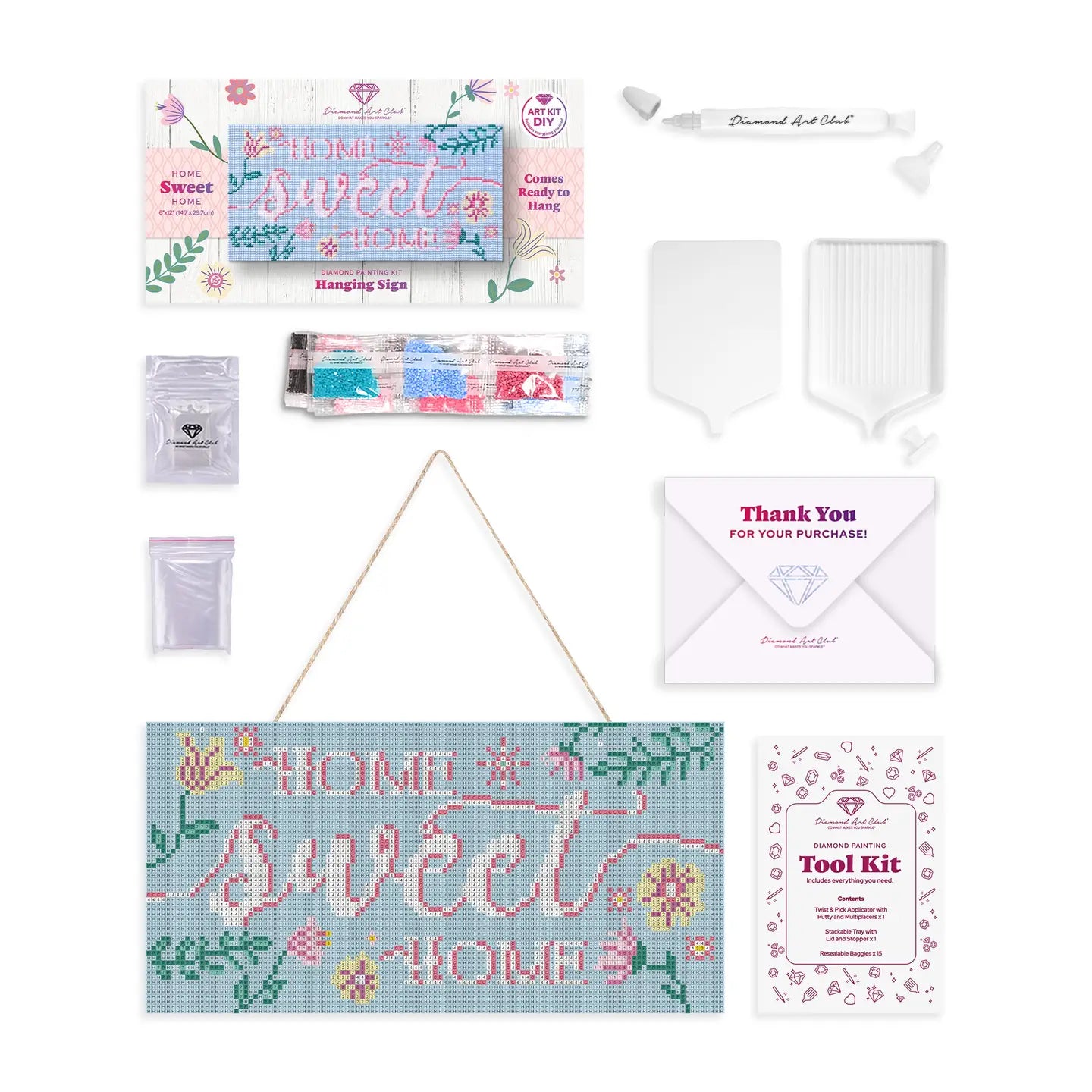 Diamond Art Club SQUARES Hanging Sign - Home Sweet Home