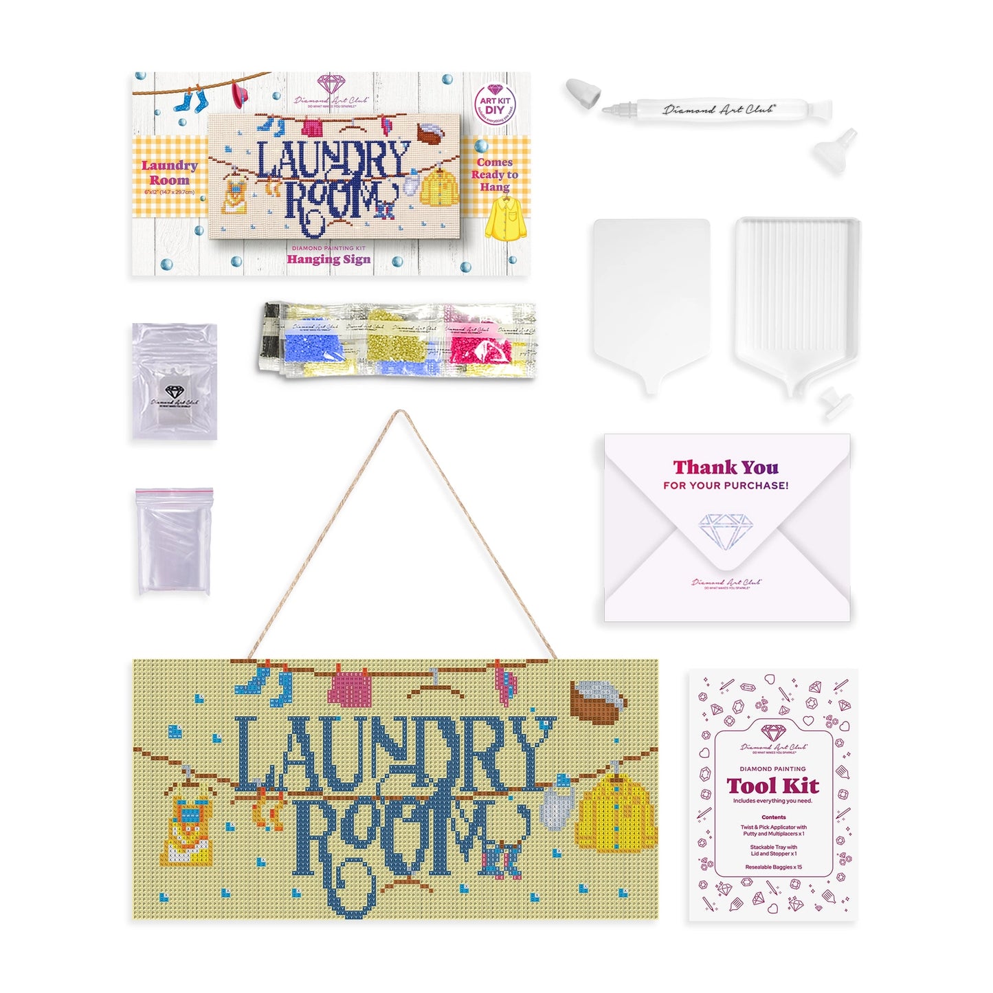 Diamond Art Club SQUARES Hanging Sign - Laundry Room