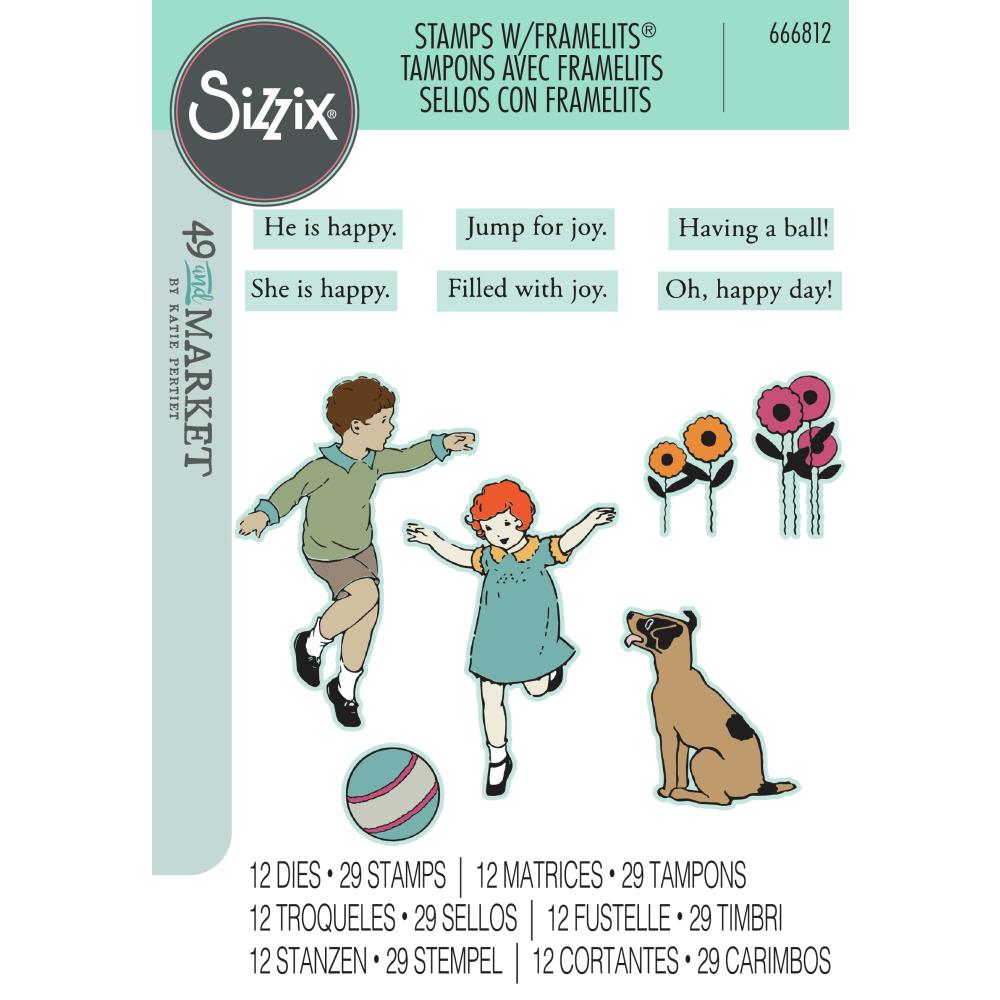 Sizzix Framelit Die Set w/Stamps - Play Time by 49 & Market