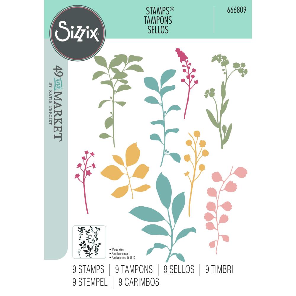 Sizzix Clear Stamp Set - Fine Stems 01 by 49 & Market