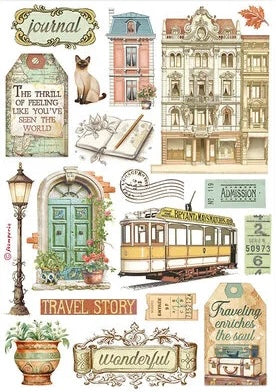 Stamperia Art of Travelling Washi Pad (8 Sheets)