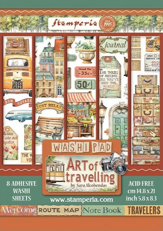 Stamperia Art of Travelling Washi Pad (8 Sheets)