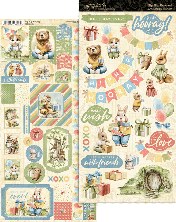 Graphic 45 Hip Hip Hooray Cardstock Sticker Set