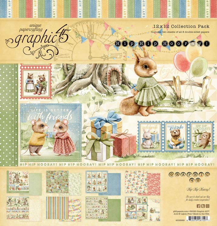 Graphic 45 Hip Hip Hooray - Mini Album & Matchbook Box 2025 Kit 4