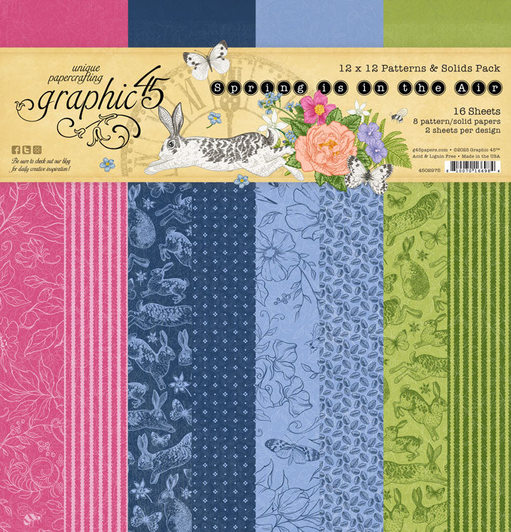 Graphic 45 Spring is in the Air 12” x 12” Patterns & Solids Pack