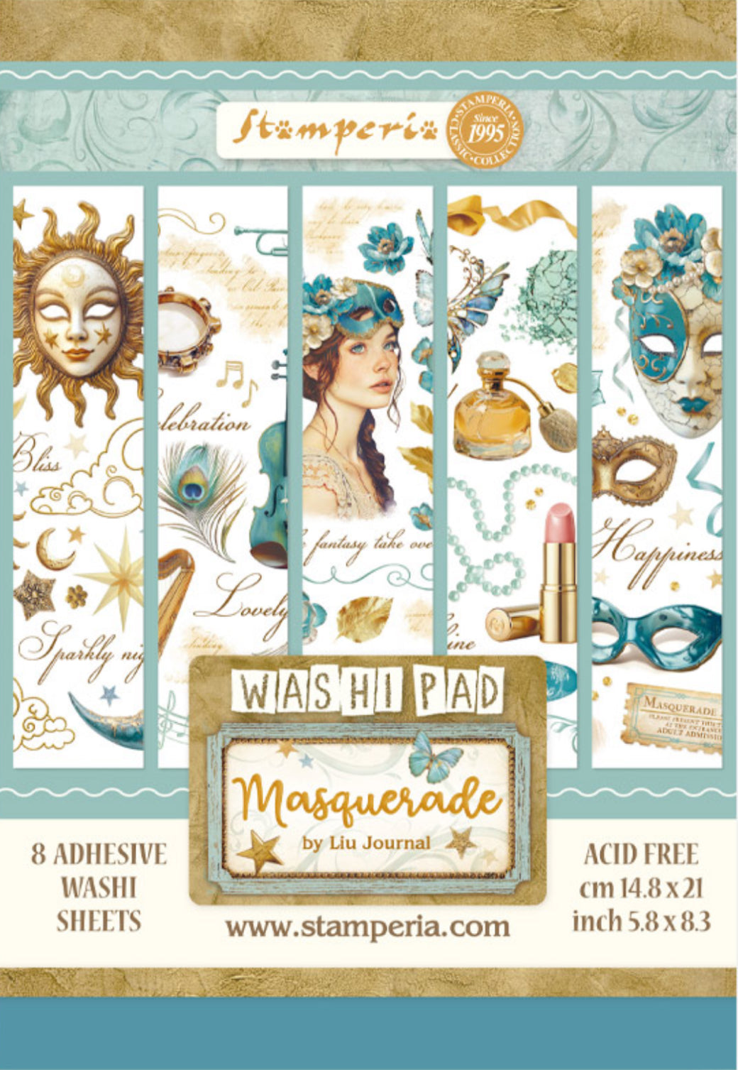 Stamperia Masquerade Washi Pad (8 Sheets)