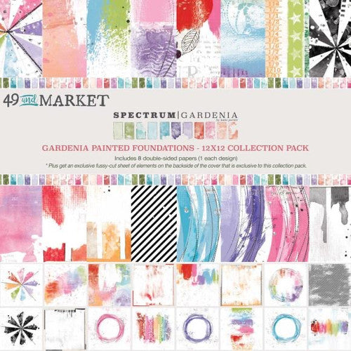 Paquete de papel para base pintada 49 y Market Spectrum Gardenia de 12 x 12