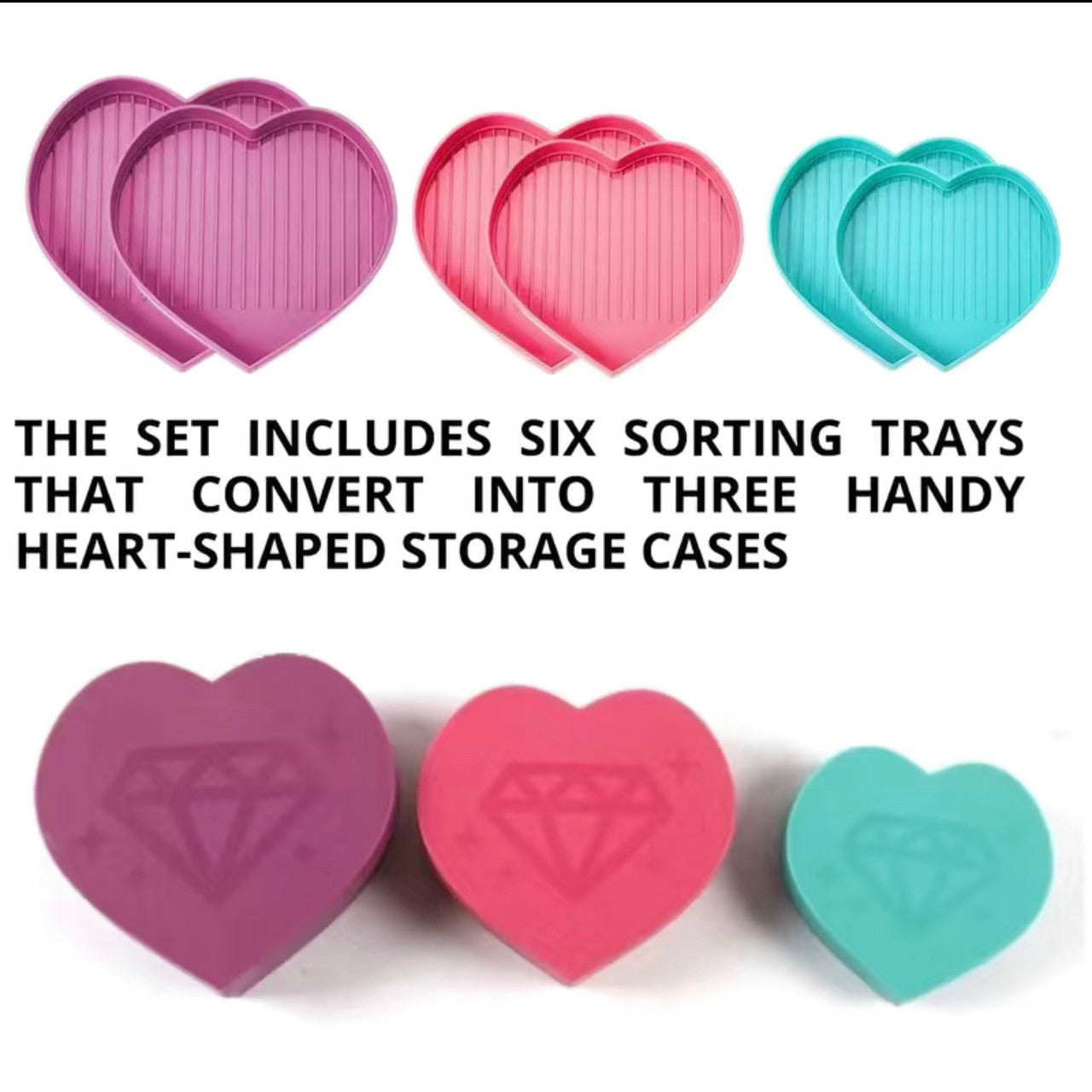 Diamond Painting Heart Shaped Tray 3pcs