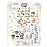 49 and Market Vintage Artistry Nature Study 6 x 8 Mushroom Rub On Transfer Set