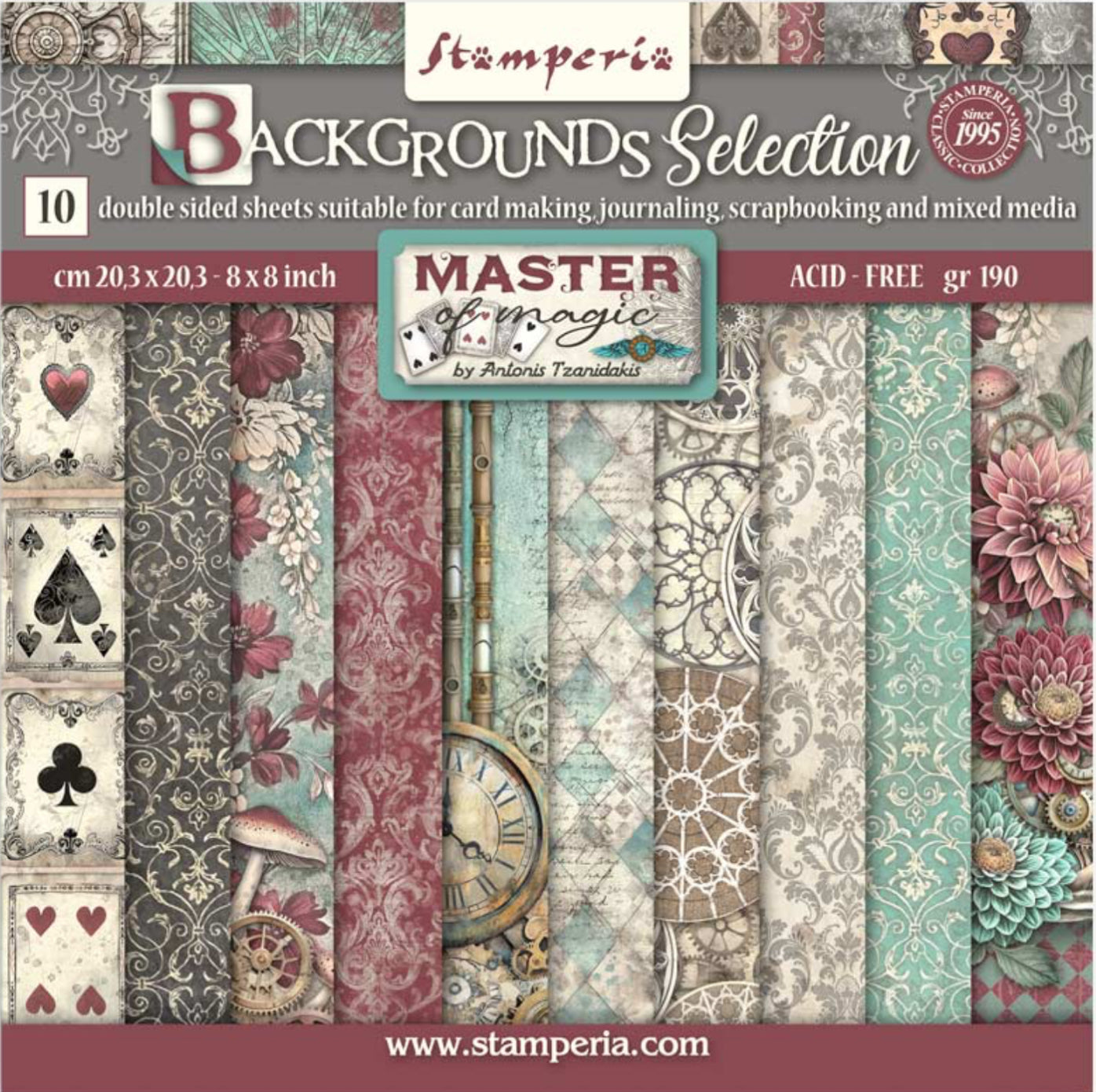 Stamperia Master of Magic Backgrounds 8” x 8” Paper Pad