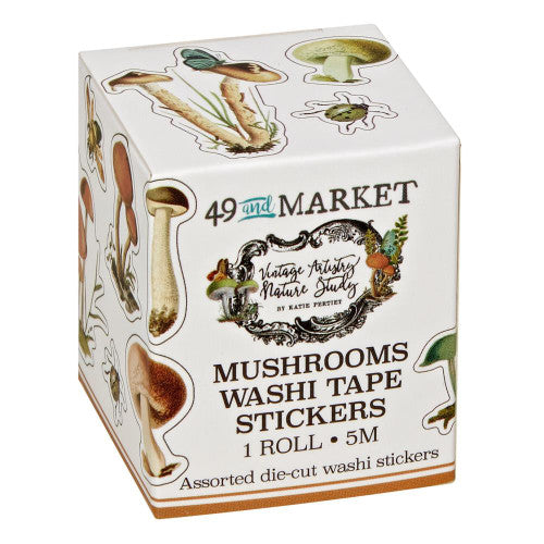 49 and Market Vintage Artistry Nature Study Mushroom Washi Tape Sticker Roll