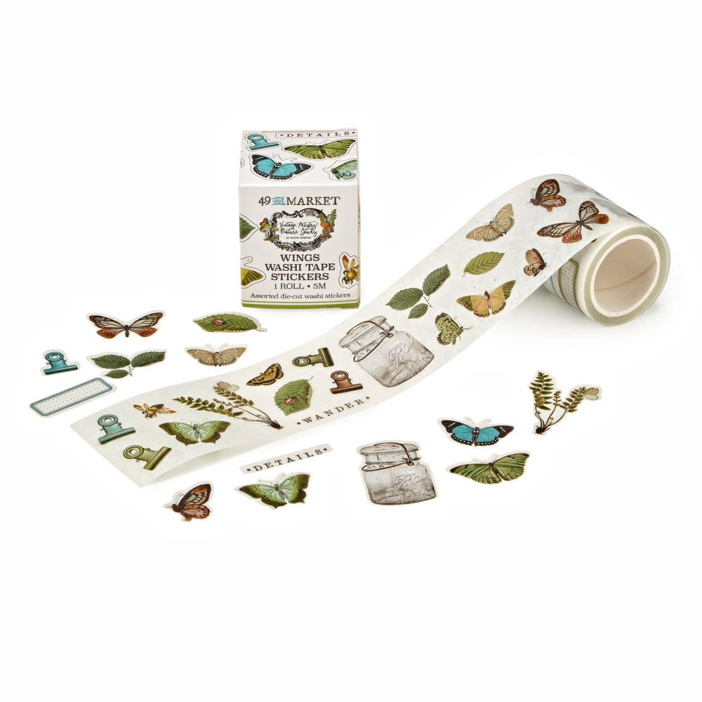 49 and Market Vintage Artistry Nature Study Wings Washi Tape Sticker Roll