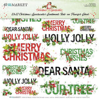 49 en Market Christmas Spectacular 12 x 12 Sentiments wrijven op transferblad