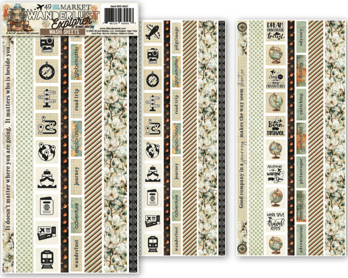 49 & Market Wanderlust Explorer Washi Tape Sheets