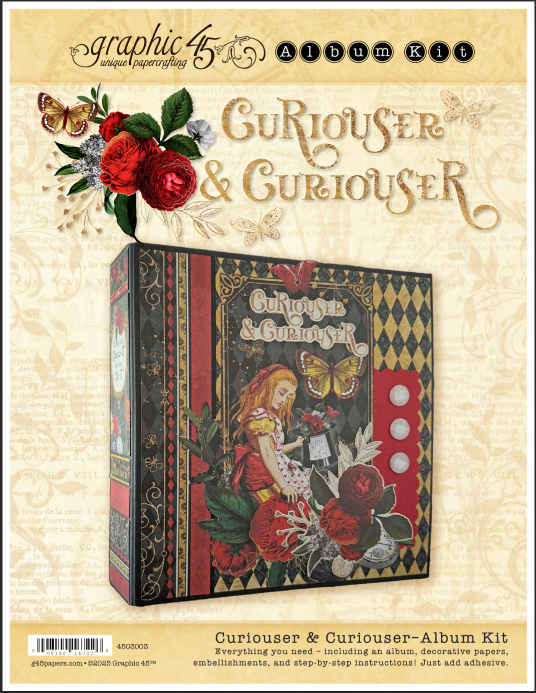 Graphic 45 Curiouser & Curiouser - Binder Album w/ Interactive Pages 2025 Kit 2