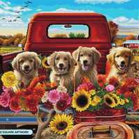 Diamond Art Club SQUARES Puppies & Flowers