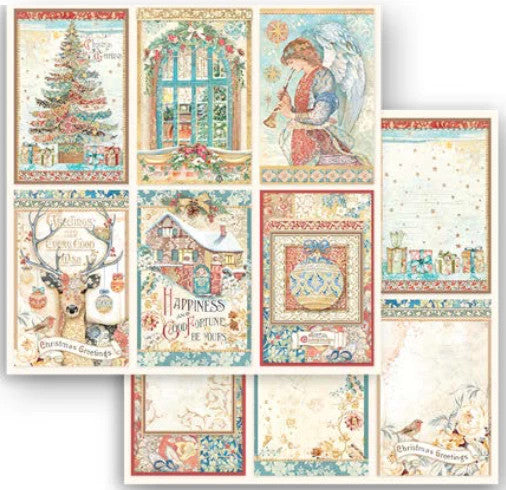 Colección de papel Stamperia Christmas Greetings de 12" x 12"