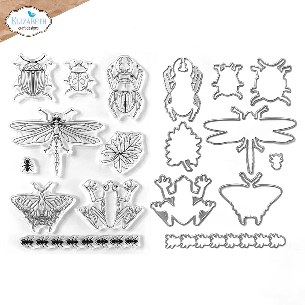 Elizabeth Craft Designs Beetles and Bugs Die & Stamp Set