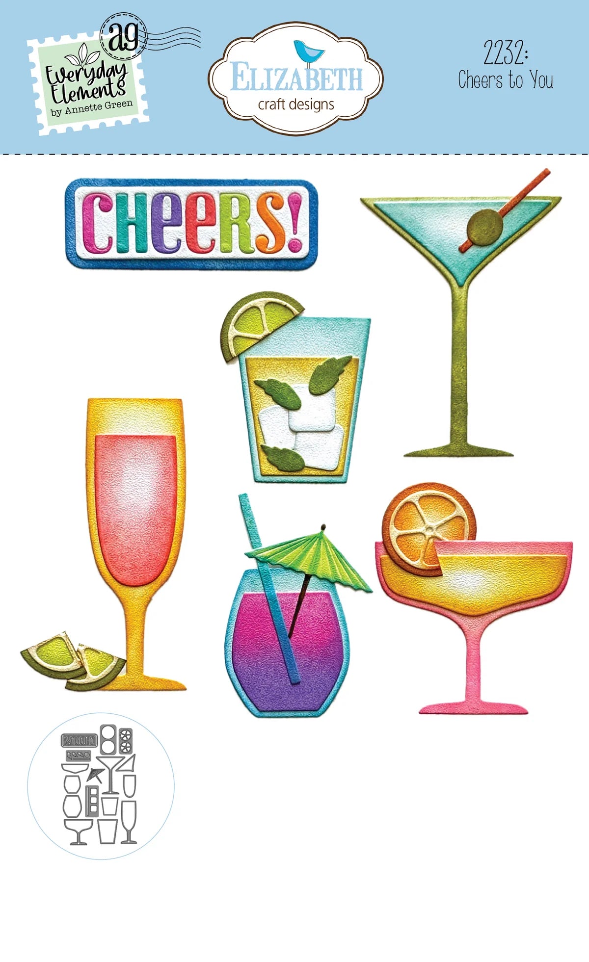 Elizabeth Craft Designs Cheers to You Metal Die Set