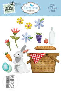 Elizabeth Craft Designs Picnic Basket & Bunny Metal Die Set