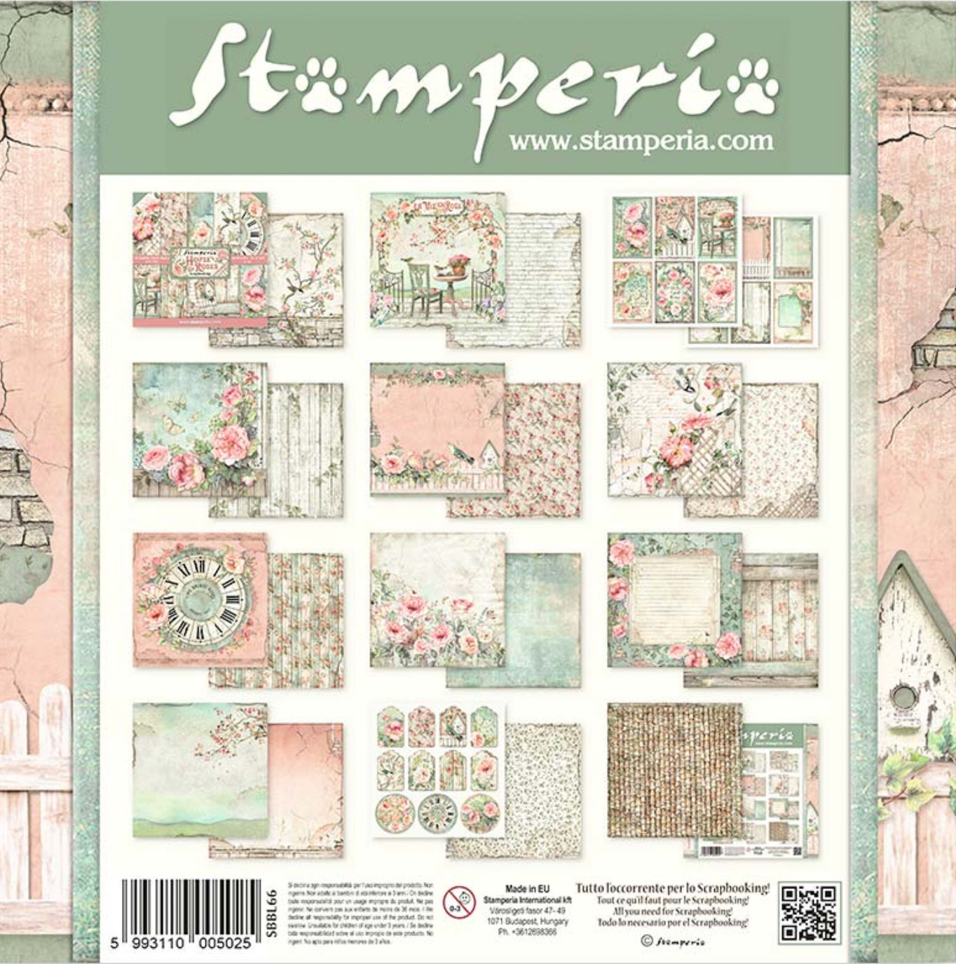 Stamperia House of Roses 12” x 12” Paper Pad